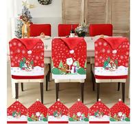 BBLTIFF Fundas Sillas Navidad 6 Pack, Fundas para Sillas de Navidad 60 × 50cm, Fundas para Sillas con Gorro de Papá Noel y Un Muñeco de Nieve, Gorro Papa Noel Funda Silla, para Decoración Navideña