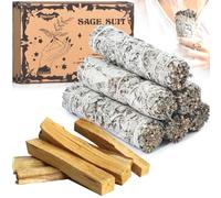 BBLTIFF Salvia Blanca para Quemar, 6 Piezas Salvia Blanca y 6 Piezas Palo Santo para Quemar, Incienso Salvia Blanca para Limpieza Energética, Hierba de Purificación y Armonía (10-11cm)
