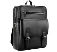 BBMars Mochila antirrobo con bloqueo de huellas dactilares, mochila de cuero negro para laptop para hombre, bolsa de viaje de negocios resistente al agua, se adapta a portátiles de 15.6 pulgadas