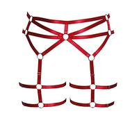 BBOHSS Correas de cuerpo femenino de mayor tamaño punk garter Belt LEG Belt lencería calcetines de muslo accesorios de carnaval gótico 12 colores 1 (Vino tinto)