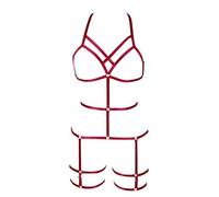 BBOHSS Sujetador de arnés Corporal para Mujer, cinturón Punk, Liguero Suave, Hueco, Baile de Fiesta, tamaño gótico, Accesorios Ajustables (Vino Rojo)