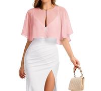 Bbonlinedress Bolero de gasa para mujer, elegante, para verano, suave, capelets de boda, bufandas para vestidos, Rosa., Talla única