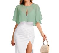Bbonlinedress Chal Capes de Gasa para Mujer Bolero de Verano Bufanda Estola Elegante con Capa para Bodas Cócteles Noche y Diario Light Green