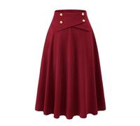 Bbonlinedress Falda plisada vintage para mujer, estilo skater, acampanada, cintura alta, acampanada, para fiesta de té, Borgoña, XL