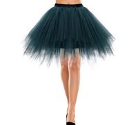 Bbonlinedress Faldas Tul Mujer Cortas Tutu Tulle Skirt Disfraz para Ballet Skater Mini Falda Adulto Retro para Carnaval Cosplay Fiesta Halloween Dark Green XL
