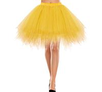 Bbonlinedress Faldas Tul Mujer Cortas Tutu Tulle Skirt Disfraz para Ballet Skater Mini Falda Adulto Retro para Carnaval Cosplay Fiesta Halloween Dark Yellow L