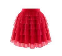 Bbonlinedress Tutu Falda de Tul Enagua para Cosplay Carnaval Disfraces Falda Ballet Corta de Baile Tul Falda de Pastel de Malla para Mujeres Adultas Red XL