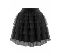 Bbonlinedress Tutu Falda de Tul Enagua para Cosplay Carnaval Disfraces Falda Ballet Corta de Baile Tul Falda de Pastel de Malla para Mujeres Adultas Black M