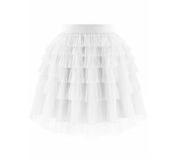 Bbonlinedress Tutu Falda de Tul Enagua para Cosplay Carnaval Disfraces Falda Ballet Corta de Baile Tul Falda de Pastel de Malla para Mujeres Adultas White L