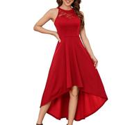 Bbonlinedress Vestido de cóctel para mujer, formal, para fiesta de noche, boda, invitada, dama de honor, Rojo Hi-lo, Large