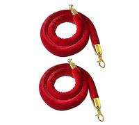 BBOSCH 2 Piezas Cuerdas de Control de Multitudes, Cuerdas de Barrera de Terciopelo, Barrera de Cuerda para Gestión de Colas con Ganchos de Oro, para Hotel Restaurante(Size:6ft/185cm,Color:Rojo)