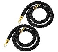 BBOSCH 2 Piezas Negro Cuerdas de Control de Multitudes,Cuerdas de Barrera de Cola Line con Ganchos de Oro,Cuerda Trenzada para Divisor de Cola de la Celebración del Hotel(Size:3.3ft/100cm)
