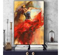 BBOVOBB Lienzo de pared, decoración de cuadros, falda roja vintage, carteles e impresiones de niña, pintura artística de bailarina de belleza flamenca española, 60x90cm (24x35 pulgadas) sin marco