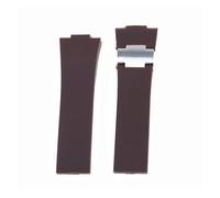 BBPLWEEA YingYou 25mm * 12mm Negro Marrón Azul Impermeable Correa De Goma De Silicona Hebilla Plegable Correa De Pulsera Compatible Con Ulysse Nardin Watch Band(Brown and metal,26MM_WITH GOLD BUCKLE)
