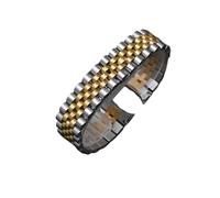 BBPLWEEA YingYou Accesorios de reloj Correa de acero Male 13mm17mm20mm Ajuste deportivo for Rolex Serie de lujo Cinco cuentas Cuerdas de sólida Full Strap Women Band Band(Silver and gold,13mm)