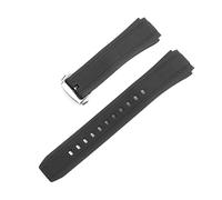 BBPLWEEA YingYou Calidad de goma de silicona negra de calidad Compatible With LA SERIE DE EDIFICE EF-552 WheamBands Man Watch Pulsera Buckle de despliegue inoxidable 25 * 20mm(Black Silver buckle)