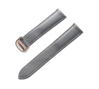BBPLWEEA YingYou Correa De Cuero De Grano De Litchi Cuero Suave For Hombres Y Mujeres Compatible Con Cartier Tank Solo Correa Hebilla Plegable Accesorios For Correas De Reloj(Grey Rose Buckle,16mm)