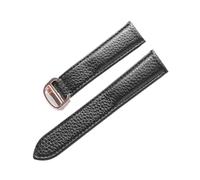 BBPLWEEA YingYou Correa De Cuero De Grano De Litchi Cuero Suave For Hombres Y Mujeres Compatible Con Cartier Tank Solo Correa Hebilla Plegable Accesorios For Correas De Reloj(Black Rose Buckle,13mm)