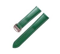 BBPLWEEA YingYou Correa De Cuero De Grano De Litchi Cuero Suave For Hombres Y Mujeres Compatible Con Cartier Tank Solo Correa Hebilla Plegable Accesorios For Correas De Reloj(Green rose buckle,18mm)