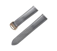 BBPLWEEA YingYou Correa De Cuero De Grano De Litchi Cuero Suave For Hombres Y Mujeres Compatible Con Cartier Tank Solo Correa Hebilla Plegable Accesorios For Correas De Reloj(Grey Gold Buckle,19mm)