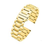 BBPLWEEA YingYou Correa De Reloj De Acero Inoxidable Con Extremo Curvo 12 13 14 15 16 17 18 19 23 20mm 21mm 22mm 24mm Pulsera De Correa De Hebilla De Mariposa De Metal Sólido(Gold,15mm)