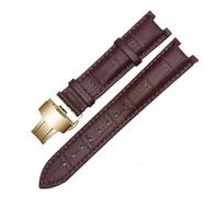 BBPLWEEA YingYou Correa De Reloj De Cuero Genuino Compatible Con Pulsera GC 22 * 13mm 20 * 11mm Correa Con Muescas Con Hebilla De Mariposa De Acero Inoxidable(Brown gold,20-11mm)