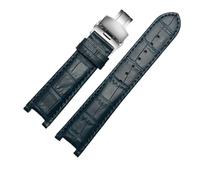 BBPLWEEA YingYou Correa De Reloj De Cuero Genuino Compatible Con Pulsera GC 22 * 13mm 20 * 11mm Correa Con Muescas Con Hebilla De Mariposa De Acero Inoxidable(Blue silver,20-11mm)