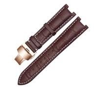 BBPLWEEA YingYou Correa De Reloj De Cuero Genuino Compatible Con Pulsera GC 22 * 13mm 20 * 11mm Correa Con Muescas Con Hebilla De Mariposa De Acero Inoxidable(Brown white rosegold,22-13mm)