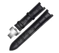 BBPLWEEA YingYou Correa De Reloj De Cuero Genuino Compatible Con Pulsera GC 22 * 13mm 20 * 11mm Correa Con Muescas Con Hebilla De Mariposa De Acero Inoxidable(Black silver,20-11mm)