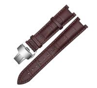 BBPLWEEA YingYou Correa De Reloj De Cuero Genuino Compatible Con Pulsera GC 22 * 13mm 20 * 11mm Correa Con Muescas Con Hebilla De Mariposa De Acero Inoxidable(Brown silver,22-13mm)