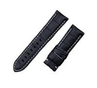 BBPLWEEA YingYou Correa De Reloj De Cuero Italiano De 22mm, 24mm, 26mm, Compatible Con Correa De Reloj Panerai Con Hebilla Tang PAM441/111/386, Accesorios(Blk White Line,26MM PAM_ROSE BUCKLE)