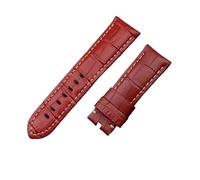 BBPLWEEA YingYou Correa De Reloj De Cuero Italiano De 22mm, 24mm, 26mm, Compatible Con Correa De Reloj Panerai Con Hebilla Tang PAM441/111/386, Accesorios(Red,24MM PAM_ROSE BUCKLE)