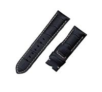 BBPLWEEA YingYou Correa De Reloj De Cuero Italiano De 22mm, 24mm, 26mm, Compatible Con Correa De Reloj Panerai Con Hebilla Tang PAM441/111/386, Accesorios(Blk Beige Line,26MM PAM_ROSE BUCKLE)