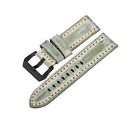 BBPLWEEA YingYou Correa De Reloj De Cuero Pulido A Mano 20 22 24MM Correa De Cuero Negro Azul Verde Compatible Con Correa De Reloj PAM111 441(Green Brack buckle,22mm)