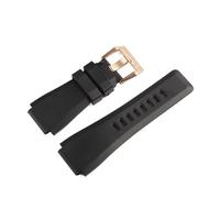 BBPLWEEA YingYou Correa De Reloj De Goma De Silicona Negra, 34mm X 24mm, Hebilla, Resistente Al Agua, Compatible Con Bell Ross BR01 BR03 Watch BR(Black Rose Buckle)