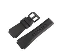 BBPLWEEA YingYou Correa De Reloj De Goma De Silicona Negra, 34mm X 24mm, Hebilla, Resistente Al Agua, Compatible Con Bell Ross BR01 BR03 Watch BR(Black Black Buckle)