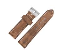 BBPLWEEA YingYou Correa De Reloj De Lona De Cera Húmeda Retro, 24mm, Negro, Gris, Azul, Verde, Marrón, Color Vaquero, Correa De Cuero Genuino Gruesa(Brown,24mm-20mm)