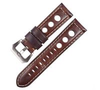 BBPLWEEA YingYou Correa De Reloj De Piel De Becerro 20 Mm Transpirable Correa De Reloj De Cuero Real De 22 Mm 24 Mm Compatible Con Galaxy Watch Active 2(Dark brown-Silver,24mm)