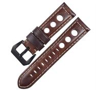 BBPLWEEA YingYou Correa De Reloj De Piel De Becerro 20 Mm Transpirable Correa De Reloj De Cuero Real De 22 Mm 24 Mm Compatible Con Galaxy Watch Active 2(Dark brown-Black,24mm)