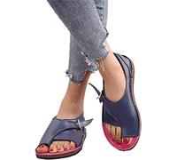 BBPM Sandalias de Mujer para Juanetes Ortopédicos de Verano Zuecos Casuales Zapatillas Planas Plataforma Punta Abierta Corrección de Pies Playa Roma Zapatos de Cuña,Púrpura,EU39/US7.5