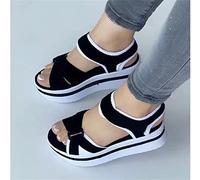 BBPM Sandalias Mujer Plataforma Esparto Verano Casual Alpargatas de Cuña Plateau Moda Punta Abierta Boca de pez Comercio Exterior Sandalias de Estilo Romano,Negro,EU39/US7.5