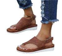 BBPM Sandalias ortopédicas correctoras de juanetes para Mujer, corrección de Dedo Gordo del pie, Zapatos de Cuero PU, cómodas Sandalias Informales de Verano,Marrón,EU42/US10