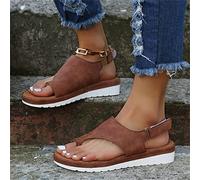 BBPM Sandalias ortopédicas correctoras de juanetes para Mujer, corrección de Dedo Gordo del pie, Zapatos de Cuero PU, cómodas Sandalias Informales de Verano,Marrón,EU38/US7