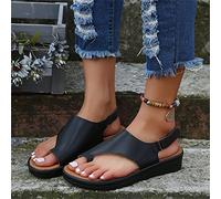 BBPM Sandalias ortopédicas correctoras de juanetes para Mujer, corrección de Dedo Gordo del pie, Zapatos de Cuero PU, cómodas Sandalias Informales de Verano,Negro,EU40/US8
