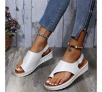 BBPM Sandalias ortopédicas correctoras de juanetes para Mujer, corrección de Dedo Gordo del pie, Zapatos de Cuero PU, cómodas Sandalias Informales de Verano,Blanco,EU42/US10