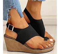 BBPM Sandalias para Corregir juanetes, Mujeres Zapatos Ortopédicos Juanete Corrector Sandalias Plataformas Cuero de PU Casuales Sandalias Verano Playa con Ajustable al T,Negro,EU42/US10