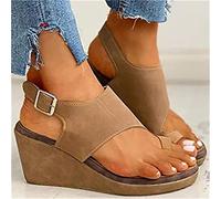 BBPM Sandalias para Corregir juanetes, Mujeres Zapatos Ortopédicos Juanete Corrector Sandalias Plataformas Cuero de PU Casuales Sandalias Verano Playa con Ajustable al T,Marrón,EU38/US7