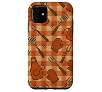 BBQ Aprons Mitts Spatulas Gingham Cookout Style Pattern Carcasa para iPhone 11