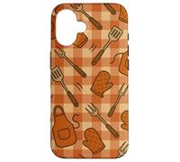 BBQ Aprons Mitts Spatulas Gingham Cookout Style Pattern Carcasa para iPhone 16