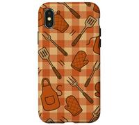 BBQ Aprons Mitts Spatulas Gingham Cookout Style Pattern Carcasa para iPhone X/XS